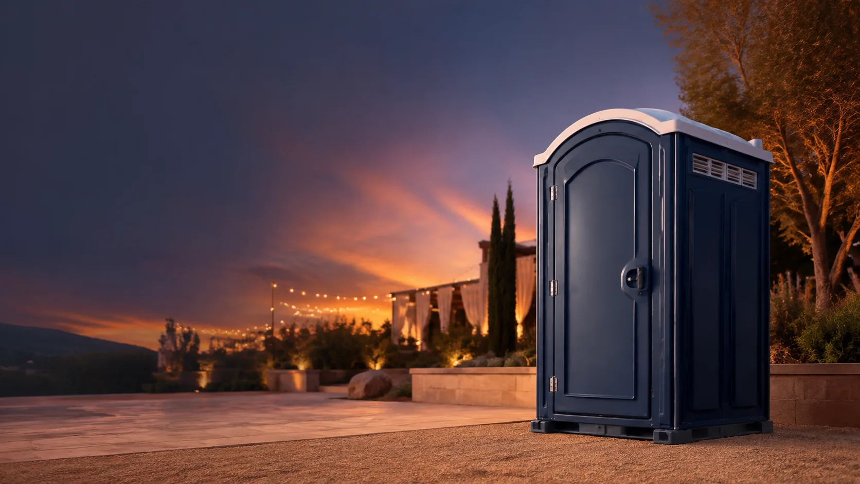 Portable restroom shown for rental planning in Weslaco, TX